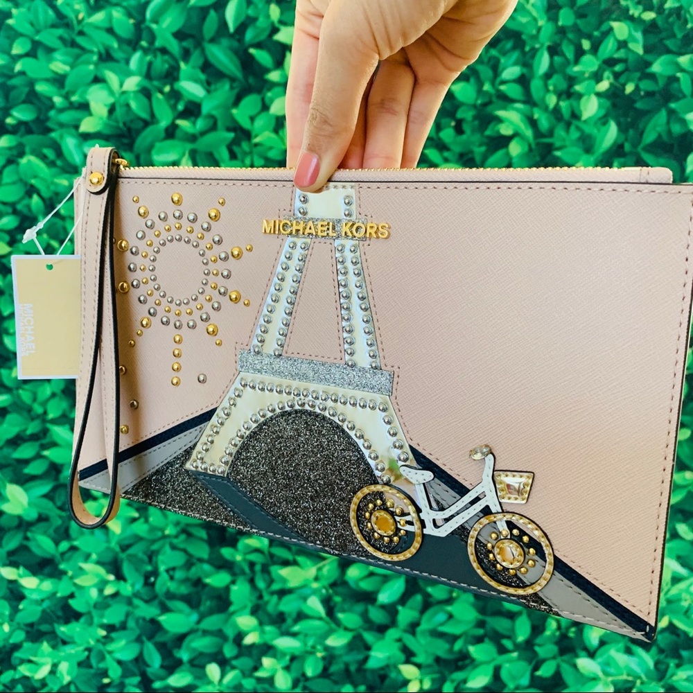 Michael Kors NOUVEAU NOVELTY Large XL Zip Clutch - Picture 2 of 8